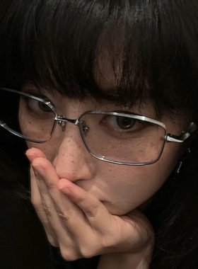 韩版银色显脸小眼镜框女斯文败类金属ins风金属边装饰穿搭凹造型