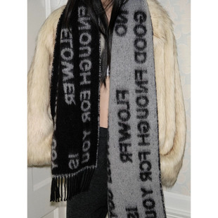 百搭韩版 秋冬经典 潮冬季 字母围巾女士2025新款 高级感围脖披肩 款