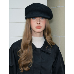 100%纯羊毛时髦搭配贝雷帽不对称鸭舌秋冬高级画家帽百搭户外穿搭