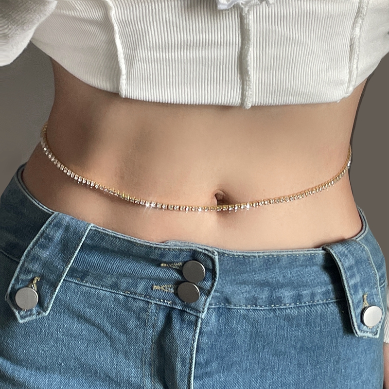 肚皮舞腰链2025新款潮女牛仔裤配饰高级感金属简约性感水钻身体链