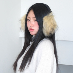 小众y2k仿狐狸毛耳包保暖棕色百搭骑车御寒防冻护耳女生耳暖冬