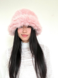 多色可选 高级感时髦仿皮草帽子女冬季新款显脸小毛绒保暖盆帽