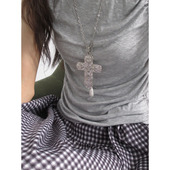 项链百搭气质暗黑配饰长款 荒原原创 朋克哥特爱心十字架吊坠个性