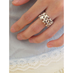 韩系双层星星环绕食指戒指女夸张百搭高级感指环时尚小众设计早春