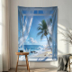夏日海边椰树背景布竖版 饰画布艺 挂布直播拍照墙布卧室房间床头装