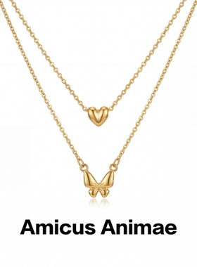 Amicus Animae欧美简约百搭蝴蝶吊坠女款轻奢小众叠戴爱心锁骨链