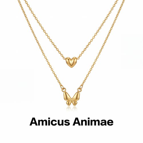 AmicusAnimae蝴蝶爱心锁骨链