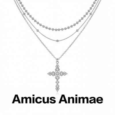 AmicusAnimae镶钻十字架锁骨链