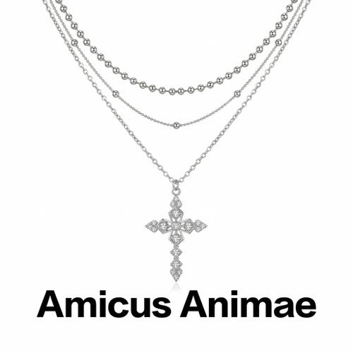 AmicusAnimae镶钻十字架锁骨链