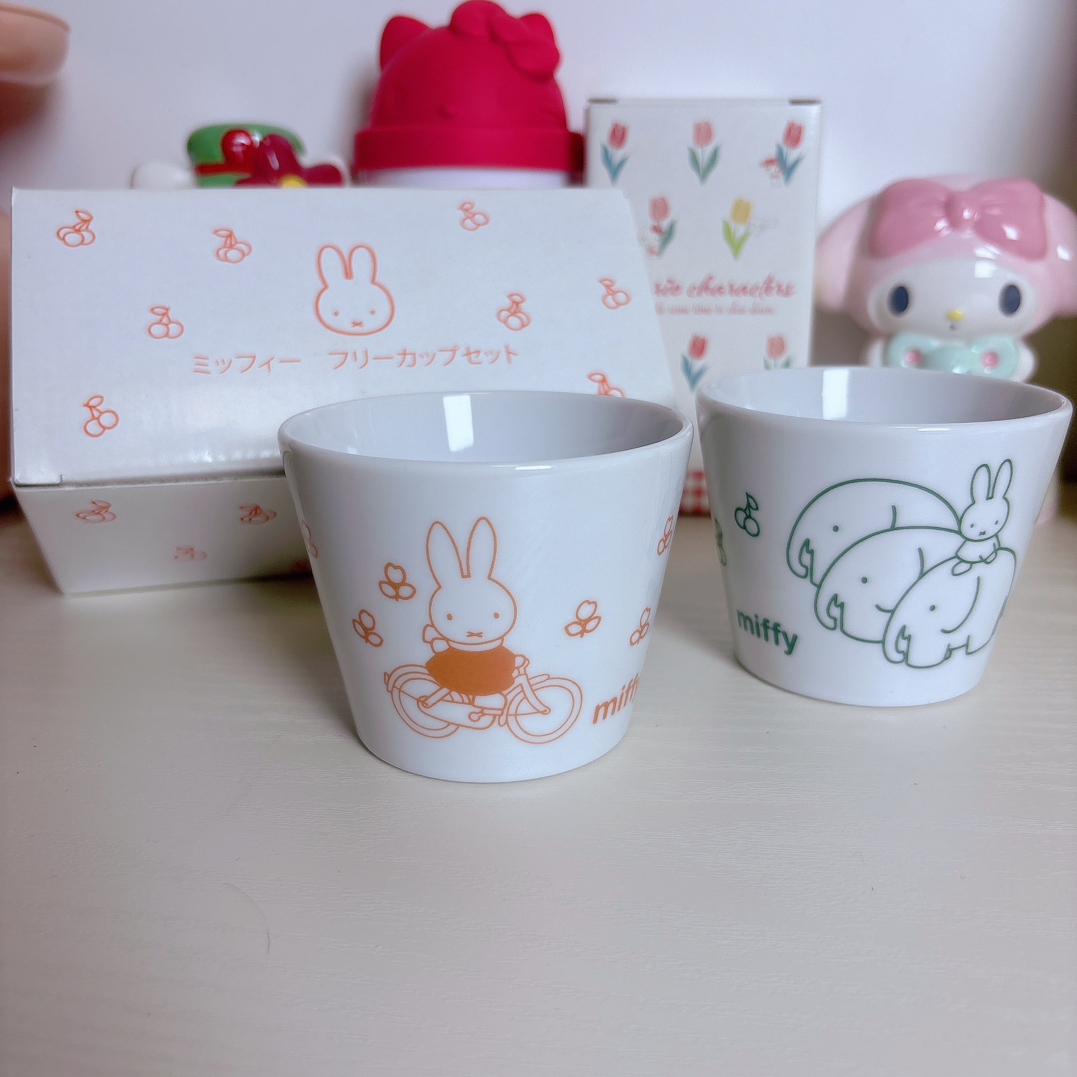 日本中古米菲陶瓷水杯 小兔咖啡杯 miffy手握杯 对杯