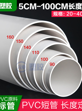 PVC管短管定制加工剪裁直管硬管下水排水塑料90 100 125 140 150