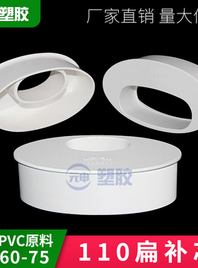 pvc110扁管补芯大小头变扁75变径内插60扁管配件变异径偏心50扁管