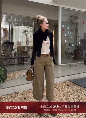 MISSKO可可欢姐秋季新款复古立体口袋设计感工装九分休闲裤子女款