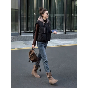 可可欢姐时髦洋气慵懒连卫衣帽90白鸭绒显瘦外穿秋冬羽绒马甲背心