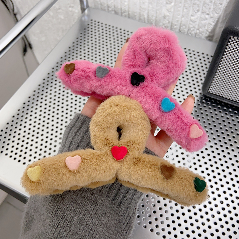 韩国高品质毛绒绒抓夹发抓大爪子奶呼呼发饰头饰鲨鱼夹后脑勺盘发