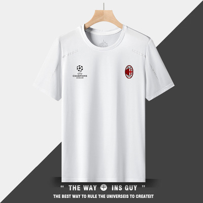 AC米兰Milan足球运动短袖T恤男女夏季速干意甲训练圆领体恤上衣服