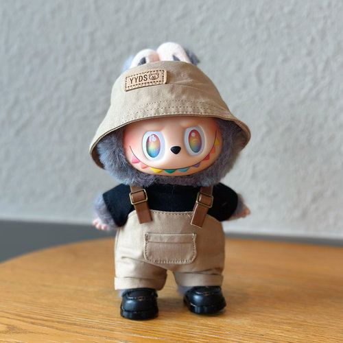 17cm拉布布三代3.0前方高能盲盒挂件labubu玩偶着替换装衣服男款