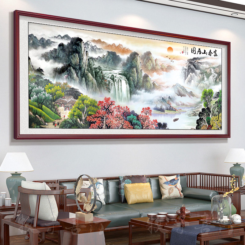 十字绣2026新款线绣客厅大幅风景山水画富春山居图自己绣手工满绣图片