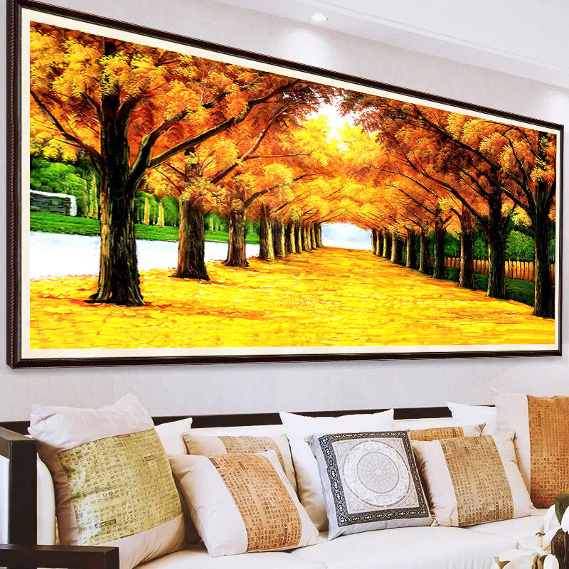 黄金满地十字绣2026新款客厅线绣简约现代大幅大气风景手工自己绣