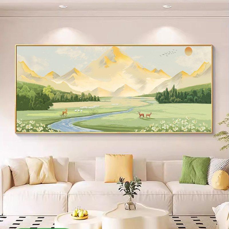 背靠金山十字绣2026新款高端客厅高级感大幅风景山水画44色线满绣