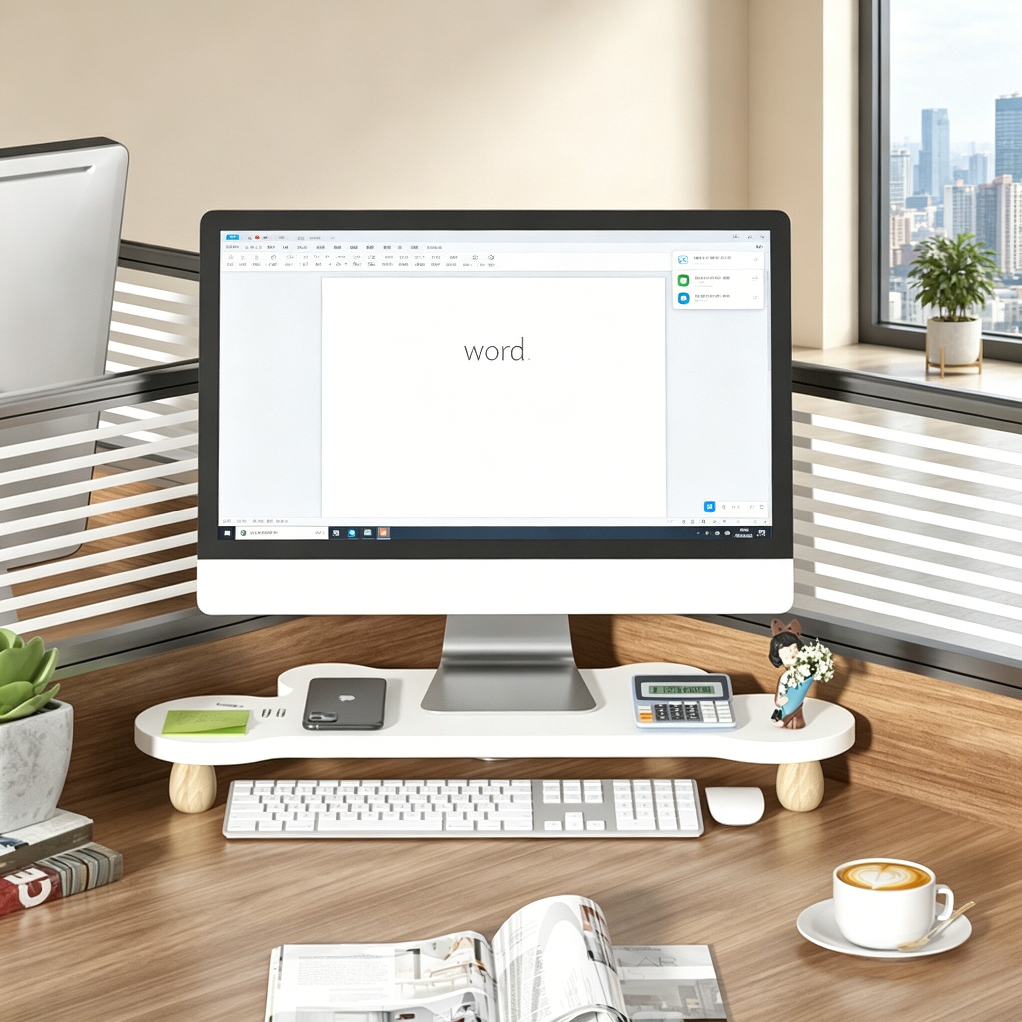 办公室转角电脑增高架工位护颈显示器桌面收纳支架三角拐角置物架