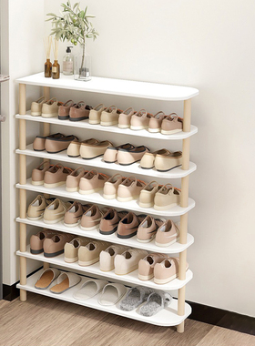 家用门口简易鞋架多层拖鞋收纳室内入户门外鞋柜小窄白色木质