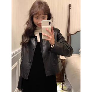 自制黑色短款 宽松显瘦pu皮夹克外套高级感 皮衣女2026春秋新款