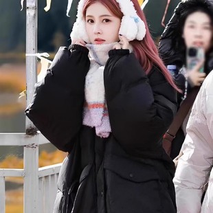 日本OFFCAT白鹿同款黑色羽绒服冬新款实穿宽松保暖加厚面包服外套