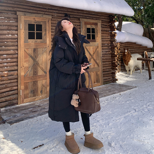 日本offcat巨好看爆款小个子长款过膝黑色羽绒服女2025冬新款韩系