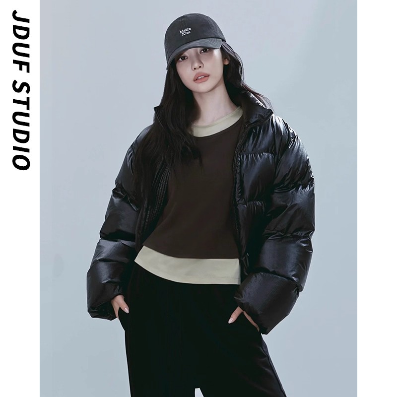 日本offcat宁艺卓同款黑色羽绒服冬季新款宽松防风保暖面包服外套