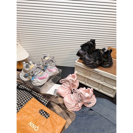 日本offcat7cm真皮彩色时尚厚底老爹鞋女2026款ins潮流运动休闲鞋