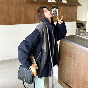 日本offcat藏青色羽绒服女款2025冬季新款韩版宽松学院风减龄90绒