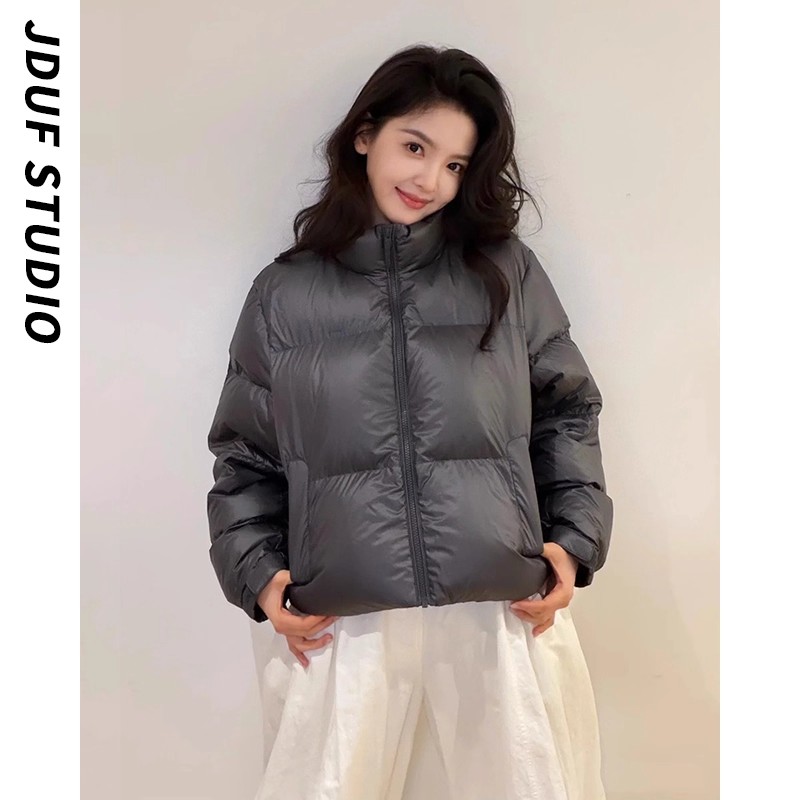 日本offcat章若楠同款黑色立领90白鸭绒羽绒服女短款加厚保暖服