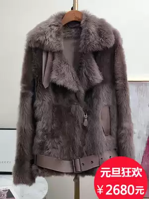 2021 Winter new Haining Australia Tuscany leather wool fur coat female locomotive coat