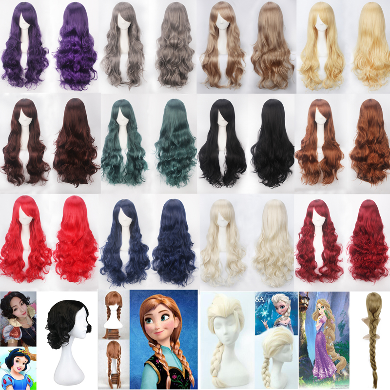 万圣节cosplay动漫假发长卷发高温白雪艾莎安娜长发灰姑娘睡美人