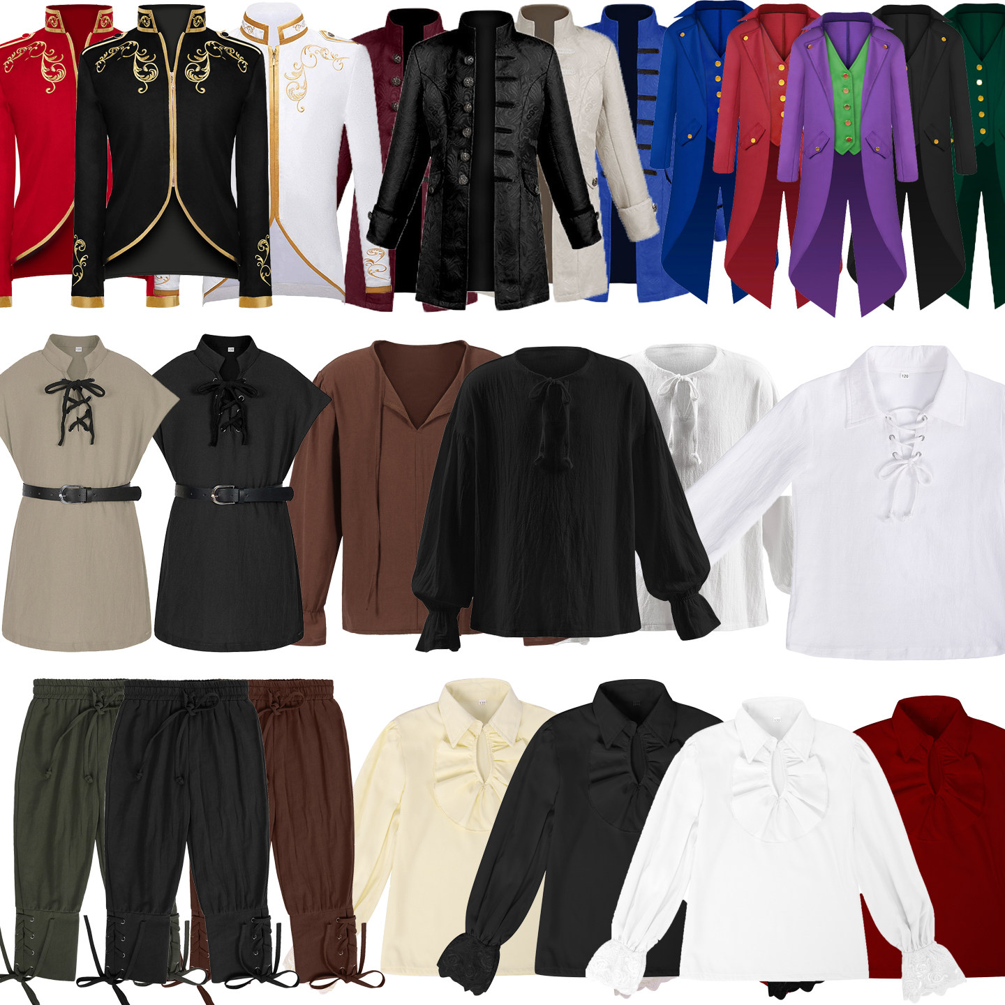 万圣节儿童纯色时尚蒸汽朋克复古制服幼儿园舞台白马王子衬衫演出