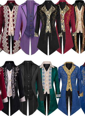 万圣节演出服欧洲宫廷中世纪复古燕尾服哥特式贵族王子礼服朋克