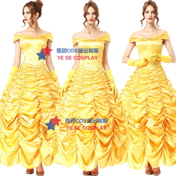 万圣节服装迪士尼成人白雪公主裙灰姑娘贝尔公主化装舞会表演礼服