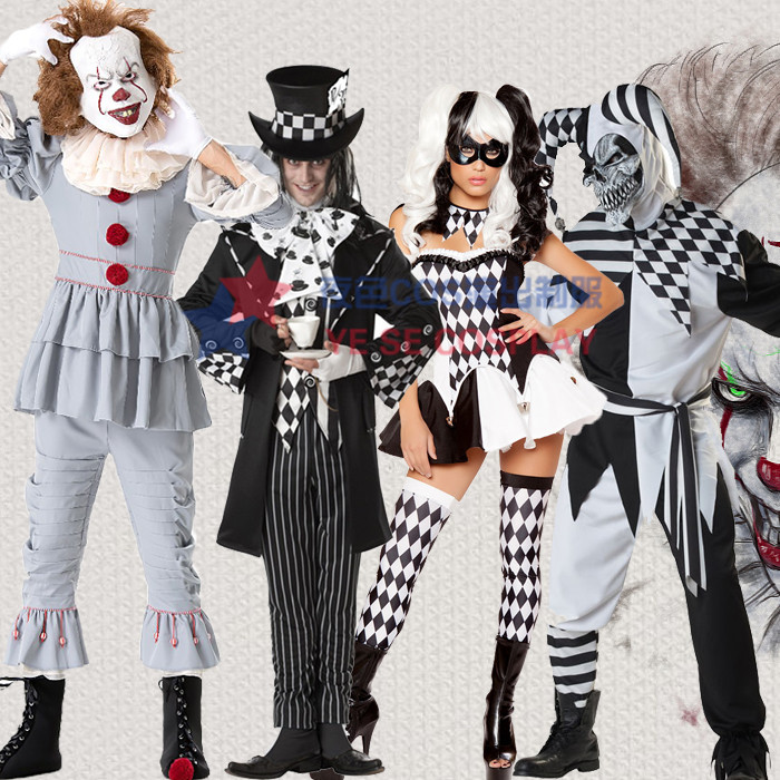 新款成人版小丑回魂COS佩尼怀斯Cosplay万圣节服装小丑演出舞台装