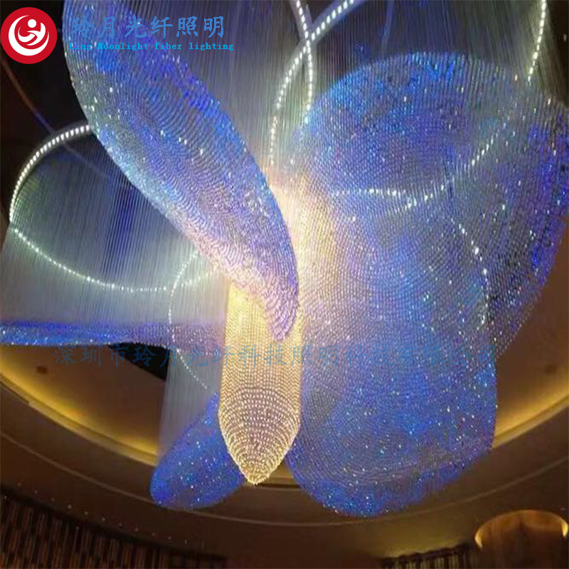 餐厅售楼部酒店大厅光钎灯满天星立体三维花瓣吊灯LED光纤灯