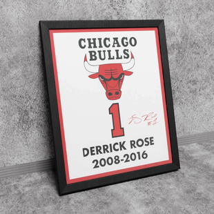风城玫瑰罗斯公牛退役球衣经典历史相框照片墙桌摆挂件酒吧壁画