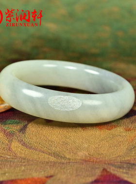 和田玉籽料手镯白玉底青花籽镯