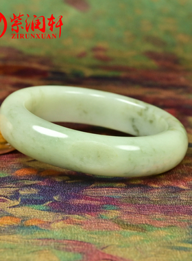 和田玉翠青籽料手镯青白玉飘翠色