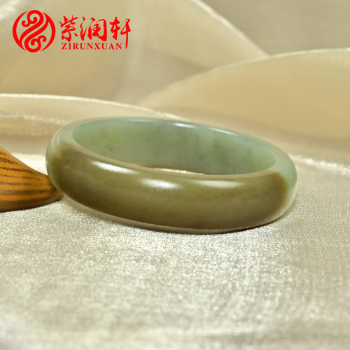 和田玉糖青白手镯且末料俏色哑光