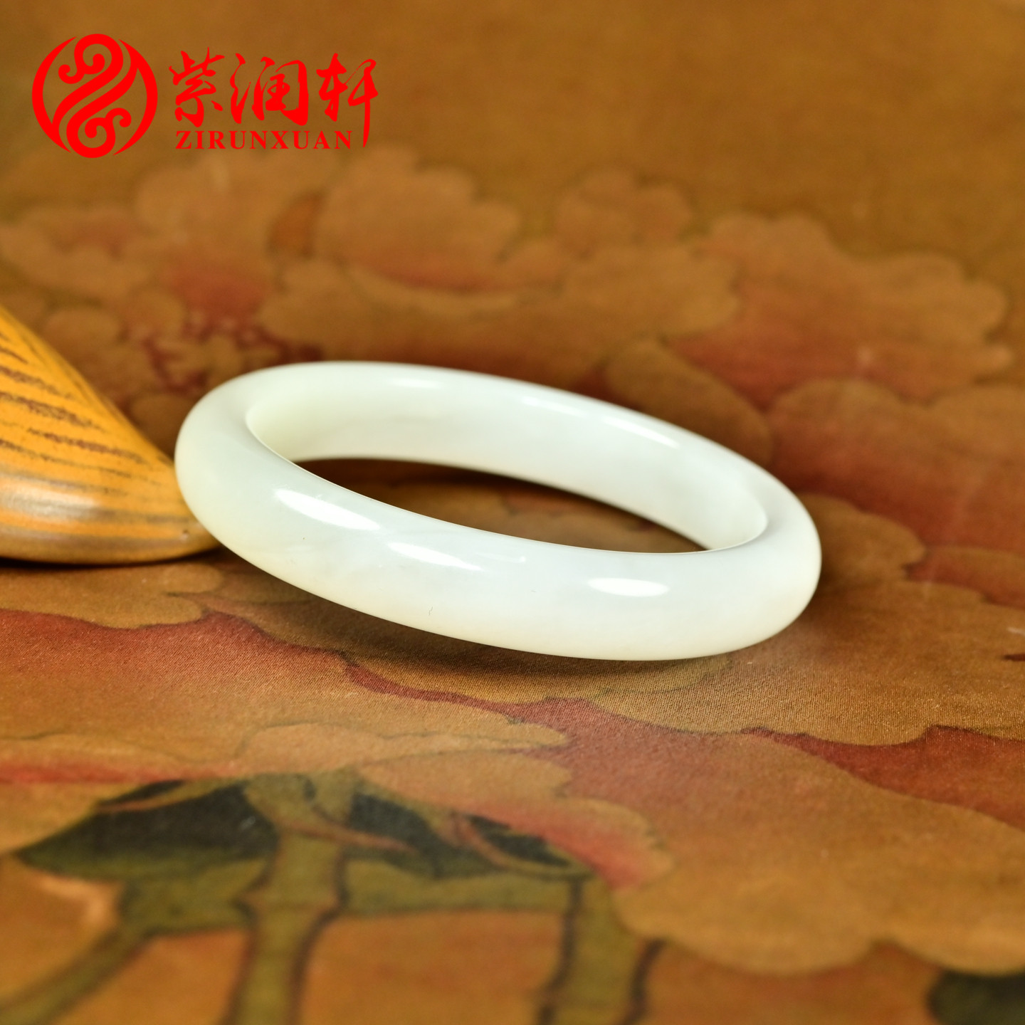 紫润轩和田玉白玉手镯老坑青海料51MM哑光玉镯特价小圈口仙女条
