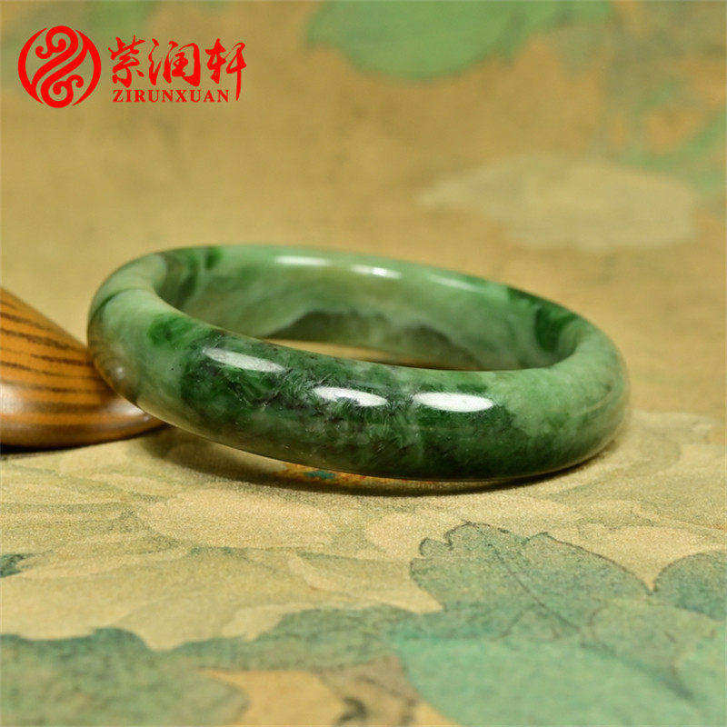 和田玉翠青手镯且末黑羊洞老料