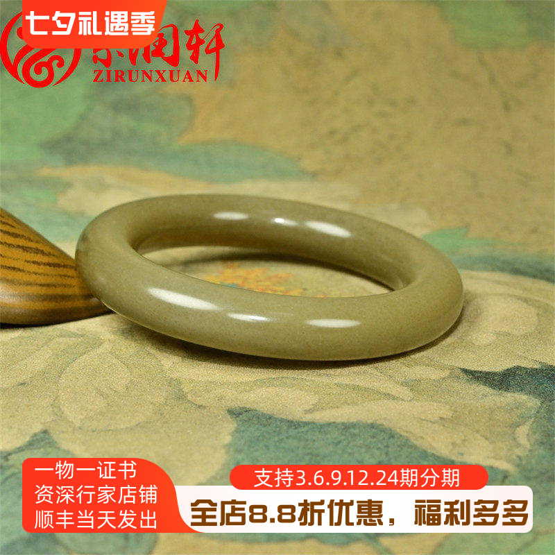 和田玉糖玉手镯且末料肥圆条玉镯