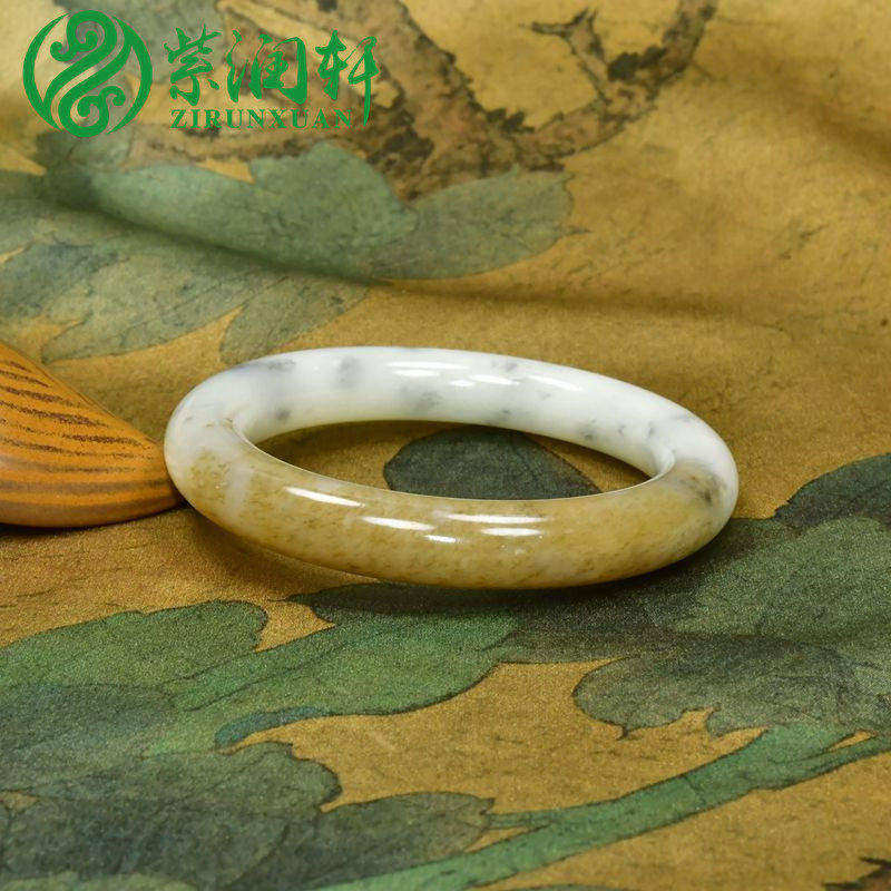 且末料和田玉糖白闪青花手镯