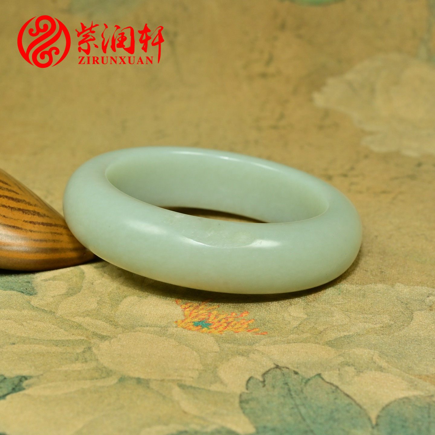 紫润轩新疆和田玉高青白玉籽料手镯58MM老光肥厚款玉镯油润传家级