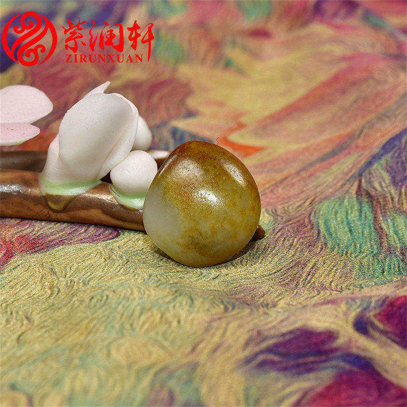 紫润轩新疆和田玉黄皮秋梨皮青白红皮籽料原石玩料5g独籽真皮无修